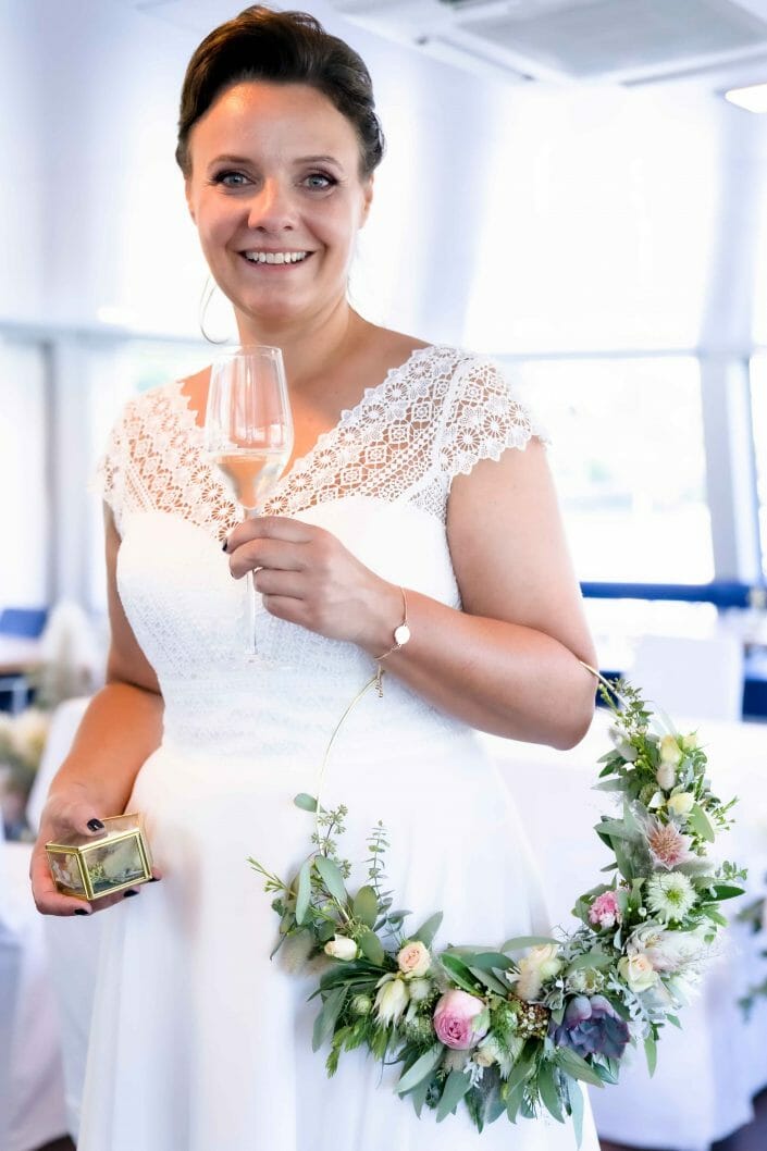 bride with flowers