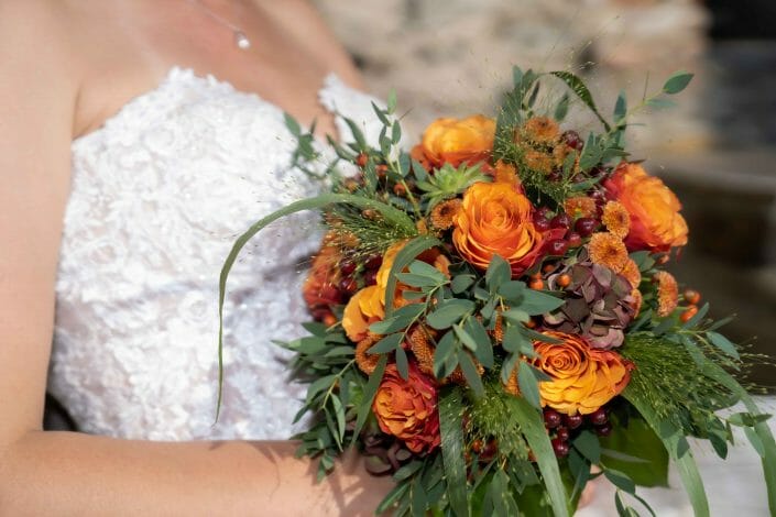 bride with flowers decoration